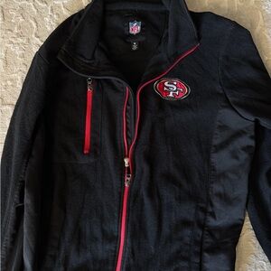 NFL Black Fleece Jacket with Red Logo Detail